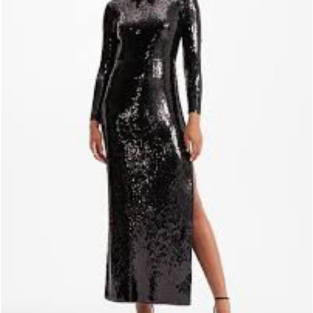 Express Black Sequin Long Sleeve Dress Size S‎ Party Cocktail Evening